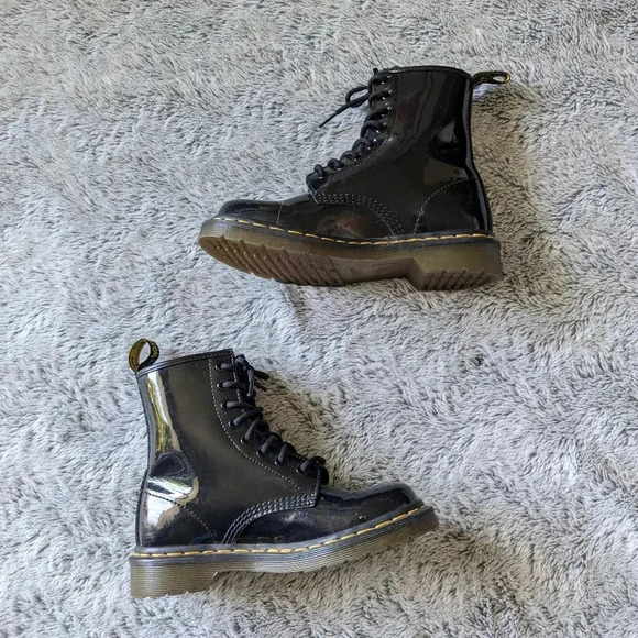 Dr. Martens Black 1460 Patent Leather Shiny Leather Boots Combat Lace Up Size 5 - Picture 12 of 12